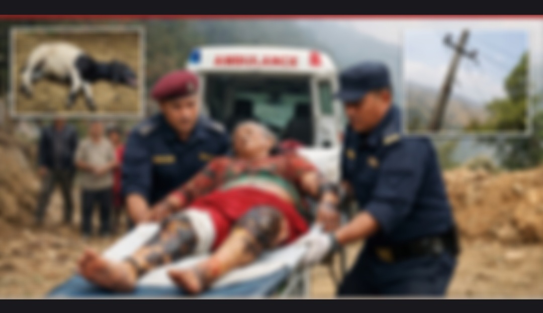 ओखलढुंगाको दियालेमा करेन्ट लागेर एक वृद्ध महिला गम्भीर घाइते